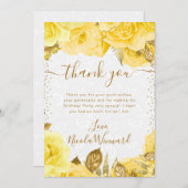 水彩黄釉バラ花誕生日 サンキューカード (正面/裏面)