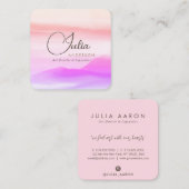 水彩黄金と赤面ピンクホログラフィーのスクリプト スクエア名刺 (正面/裏面)