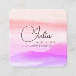 水彩黄金と赤面ピンクホログラフィーのスクリプト スクエア名刺
