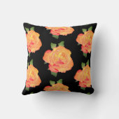 水彩黄金のバラオンブラック クッション (裏面)