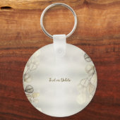 水彩黄金のユーカリの葉の光沢のあるエレガント色 キーホルダー (裏面)