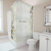 水彩黄金のユーカリの葉の光沢のあるエレガント色 シャワーカーテン (インサイチュ)