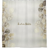 水彩黄金のユーカリの葉の光沢のあるエレガント色 シャワーカーテン (正面)