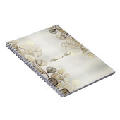 水彩黄金のユーカリの葉の光沢のあるエレガント色 ノートブック (右側)