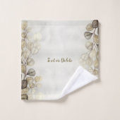 水彩黄金のユーカリの葉の光沢のあるエレガント色 バスタオルセット (ウォッシュタオル)