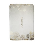 水彩黄金のユーカリの葉の光沢のあるエレガント色 バスマット (正面縦)