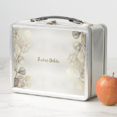 水彩黄金のユーカリの葉の光沢のあるエレガント色 メタルランチボックス (インサイチュ)