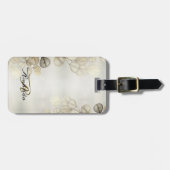 水彩黄金のユーカリの葉の光沢のあるエレガント色 ラゲッジタグ (正面横)