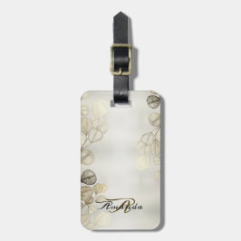 水彩黄金のユーカリの葉の光沢のあるエレガント色 ラゲッジタグ