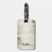 水彩黄金のユーカリの葉の光沢のあるエレガント色 ラゲッジタグ (裏面縦)