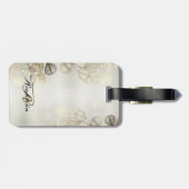 水彩黄金のユーカリの葉の光沢のあるエレガント色 ラゲッジタグ (裏面横)