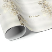 水彩黄金のユーカリの葉の光沢のあるエレガント色 ラッピングペーパー (ロールコーナー)