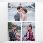 水彩黄金の山の写真コラージュ結婚ズ 三つ折り招待状 (内部中)