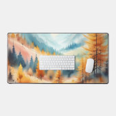 水彩黄金の木とカラフル谷 デスクマット (キーボード&マウス)
