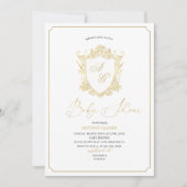 水彩黄金の紋章ベビーシャワー 招待状 (正面)