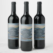 水彩黄金の風景結婚のワインラベル ワインラベル (ボトル)