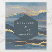 水彩黄金の風景結婚のワインラベル ワインラベル (シングルラベル)