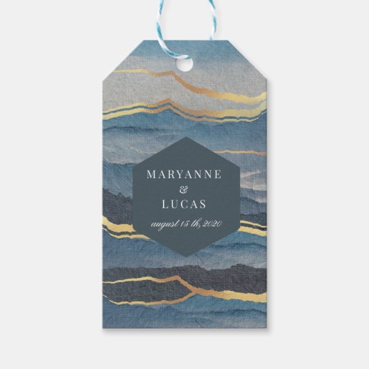 水彩黄金の風景結婚の贈り物ラベル ギフトタグ (正面)