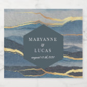 水彩黄金の風景結婚ワインラベル スパークリングワインラベル (シングルラベル)