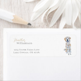 水彩黄金レトリエバードッグ ラベル