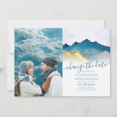 水彩黄金結婚山の日付の変更 セーブザデート (正面)