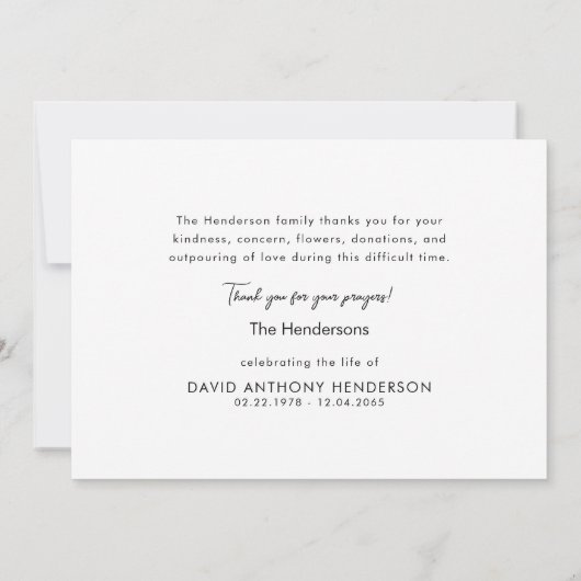 水彩黄金絞り葬式ありがとう サンキューカード (裏面)