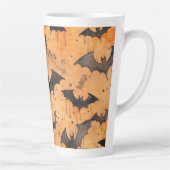 水彩黒こうもりオンオレンジ カフェラテマグ (右)