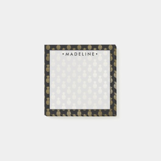 水彩黒と金ゴールドパイナップル ポストイット (正面)