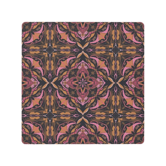 水彩黒アズレジョスペインのタイル メタルプリント (正面)