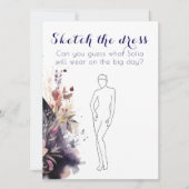 水彩黒ドレス パープル ブライダルシャワー ゲーム 招待状 (正面)