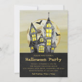 水彩黒ハロウィンパーティー 招待状 (正面)
