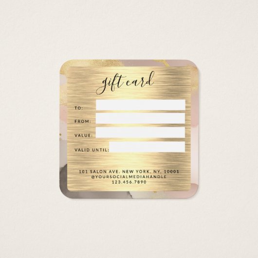 水彩黒フェイク金箔赤面ギフトカード (裏面)