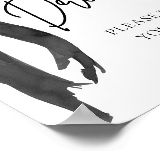 水彩黒モダン弓エレガントドリンクサイン ポスター (角)