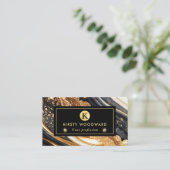 水彩黒及び金ゴールドグリッターアルコールインクブシ 名刺 (スタンド正面)