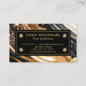 水彩黒及び金ゴールドグリッターアルコールインクブシ 名刺 (裏面)