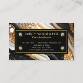 水彩黒及び金ゴールドグリッターアルコールインク 名刺 (裏面)