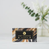 水彩黒及び金ゴールドグリッターアルコールインク 名刺 (スタンド正面)