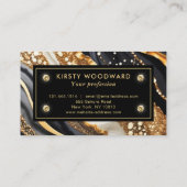 水彩黒及び金ゴールドグリッターアルコールインク 名刺 (裏面)