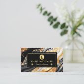 水彩黒及び金ゴールドグリッターアルコールインク 名刺 (スタンド正面)