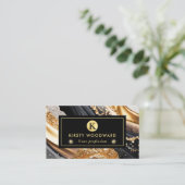 水彩黒及び金ゴールドグリッターアルコールインク 名刺 (スタンド正面)