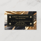 水彩黒及び金ゴールドグリッターアルコールインク 名刺 (裏面)