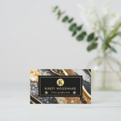 水彩黒及び金ゴールドグリッターアルコールインク 名刺 (スタンド正面)