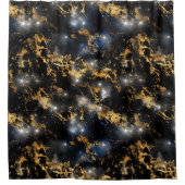 水彩黒大理石金ゴールド銀河系 シャワーカーテン (正面)