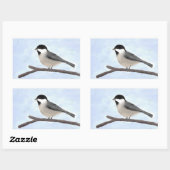 水彩黒帽をかぶった《鳥》アメリカゴガラシール 長方形シール (シート)