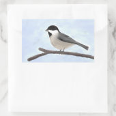 水彩黒帽をかぶった《鳥》アメリカゴガラシール 長方形シール (バッグ)