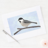 水彩黒帽をかぶった《鳥》アメリカゴガラシール 長方形シール (封筒)