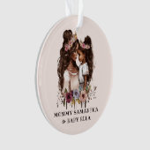 水彩黒母と娘(1) オーナメント (正面)