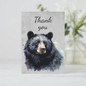 水彩黒熊の野生動物感謝してい サンキューカード (スタンド正面)