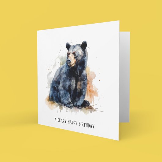 水彩黒熊ウッドランドアートカスタム