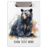 水彩黒熊ウッドランドアートカスタム クリップボード (正面)